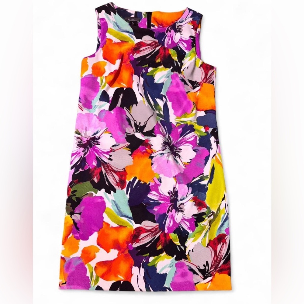 Alyx Colorful Floral Mini Dress - Pink, Orange, Purple SZ 10